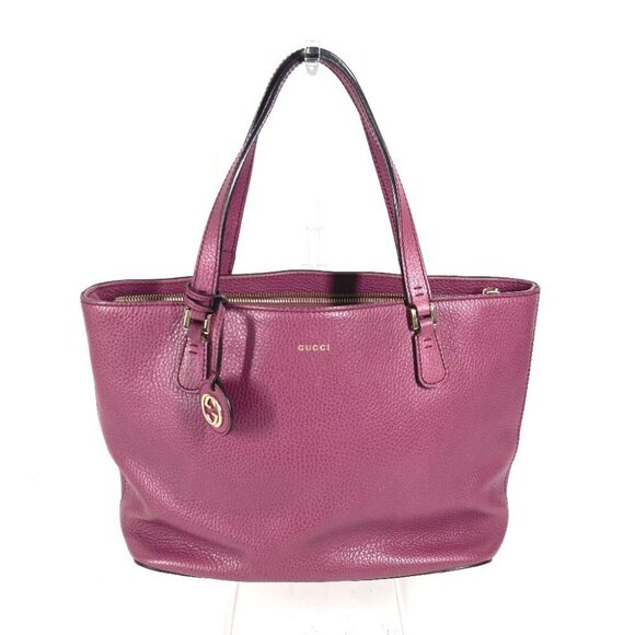 GUCCI 388561 With GG charm Interlocking G Shoulder Bag Tote Bag Leather purple - Picture 1 of 12